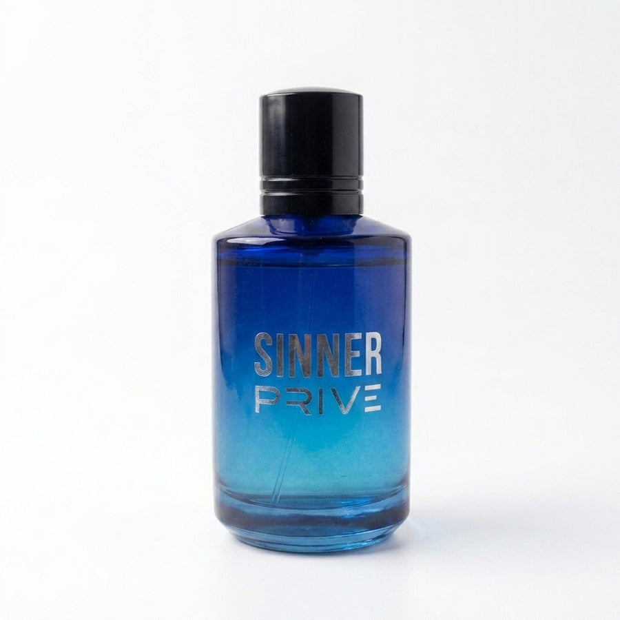 Frasco de Sinner Privé de Arvalio, eau de parfum para hombre inspirado en Blue Seduction, perfume fresco acuático amaderado